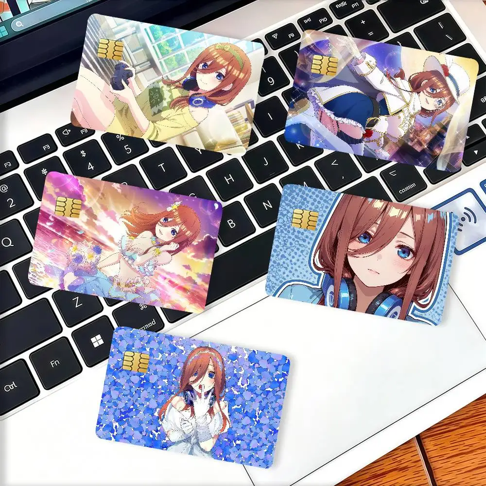 Anime role M-Miku N-Nakano Credit Card Decorative Card Stickers Suitable For Bank Cards Metro Transit Anti-scratch Gift 4PCS