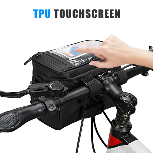 Imagen 2 del producto Bolsa para manillar de bicicleta, bolsa para tubo delantero de bicicleta, bolsa de hombro para alforja de bicicleta, bolsa de transporte para bicicleta