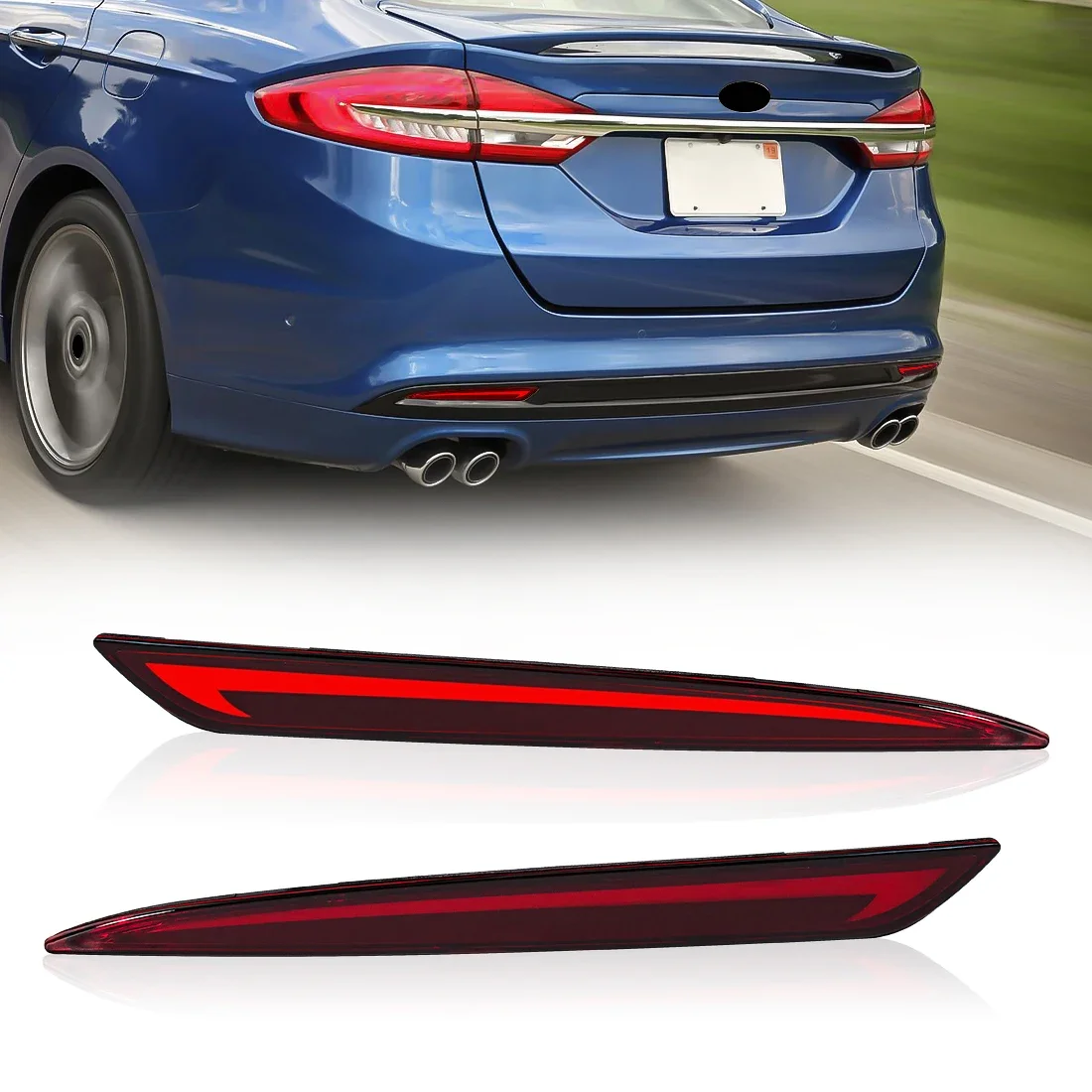

LED Rear Bumper Reflectors Lights For Ford Mondeo Fusion 2013 2014 2015 2016 2017 2018 Turn Signal Warning Brake Car Accessories