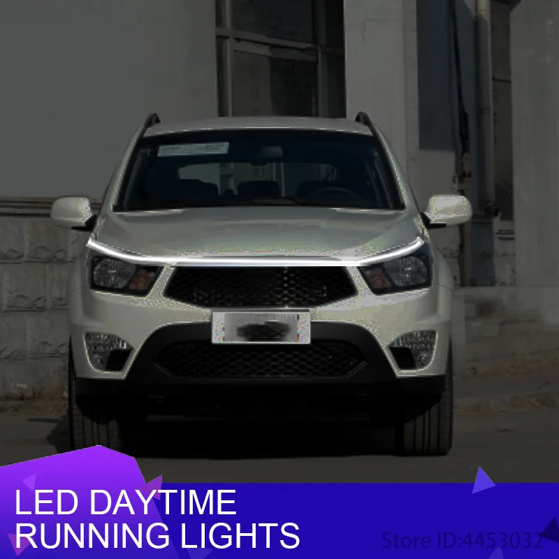 For SsangYong torres rexton stavic musso LED DRL DaytimeRunning Light Scan Starting CarHood Guide Decorative Ambient Lamp12V
