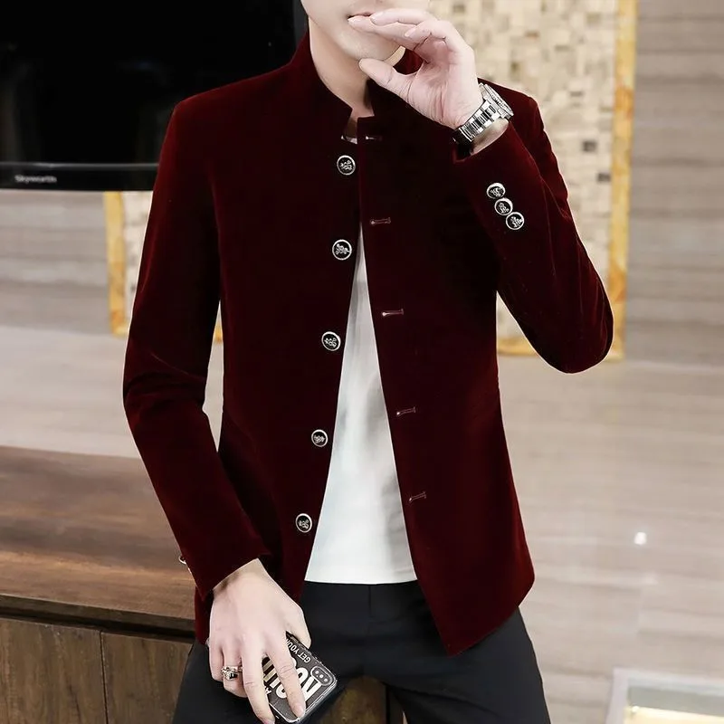 

Однобортное приталенное пальто Высокое качество Одежда в корейском стиле Роскошный дизайнерский мужской костюм Куртки Джентльмен Новый мужской пиджак