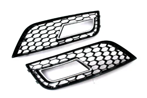 

Pair RS Style Honeycomb Vented 2PCS Black Chrome Trim Fog Light Grille Cover for Audi A4 B8 - Brand New Best Value Car Parts