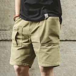 Maden Vintage Big Pocket Cargo Shorts Men's Amekaji Casual P37 Short Pants Summer Plain 100% Cotton Tactical Shorts