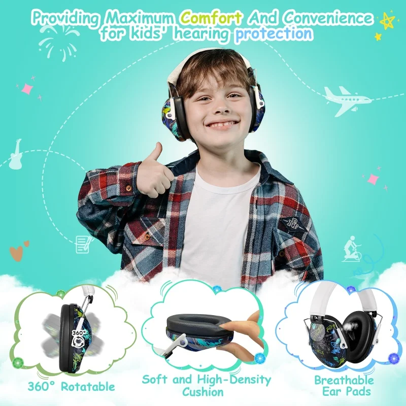 PROHEAR 3 ชิ้นเด็กมืออาชีพความปลอดภัยตัดเสียงรบกวนที่ปิดหูกันหนาวปรับป้องกันหูป้องกันการได้ยินสําหรับออทิสติกเด็กวัยหัดเดิน