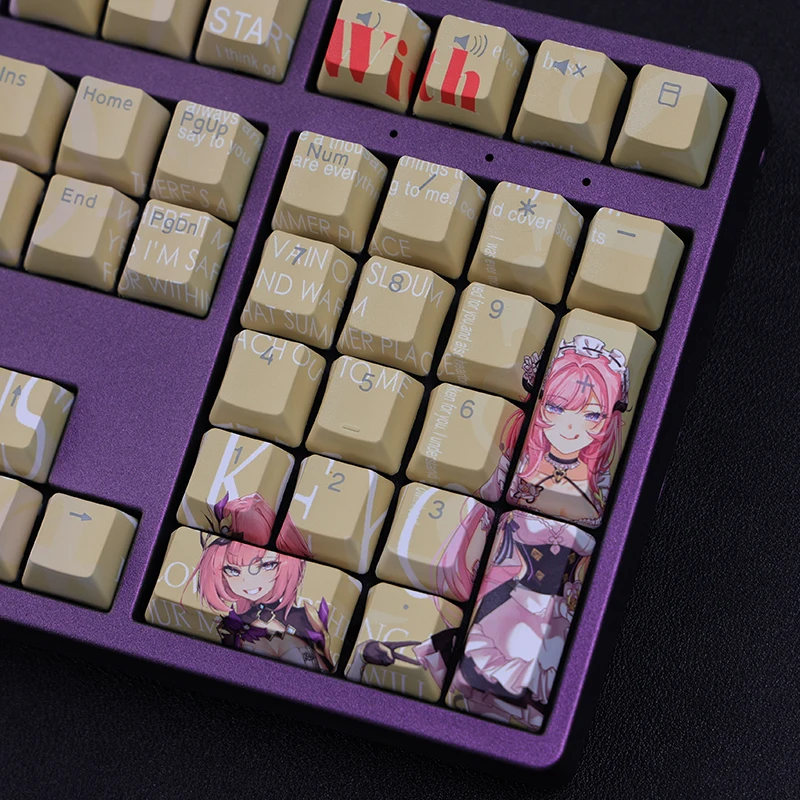 Honkai impacto 3 elysia 108 teclas pbt tintura sublimação keycap anime keycaps para teclados de jogos mecânicos