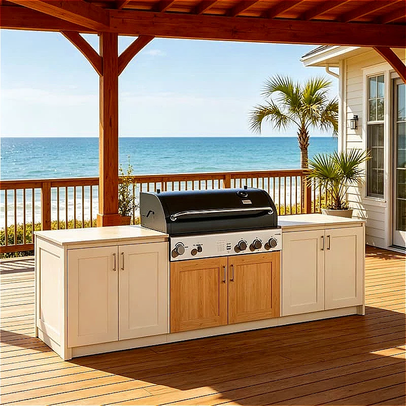 Outdoor Kitchen Island Stainless Steel BBQ Grill Prep Station Sink Storage Drawers Garden Patio Backyard Cooking Entertainment