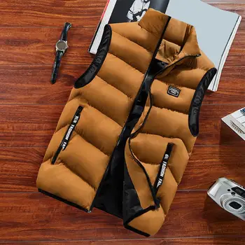 Heren wintervest Heren winter winddicht gewatteerd vest met opstaande kraag Ritssluiting Zacht warm stijlvol vest voor koud weer