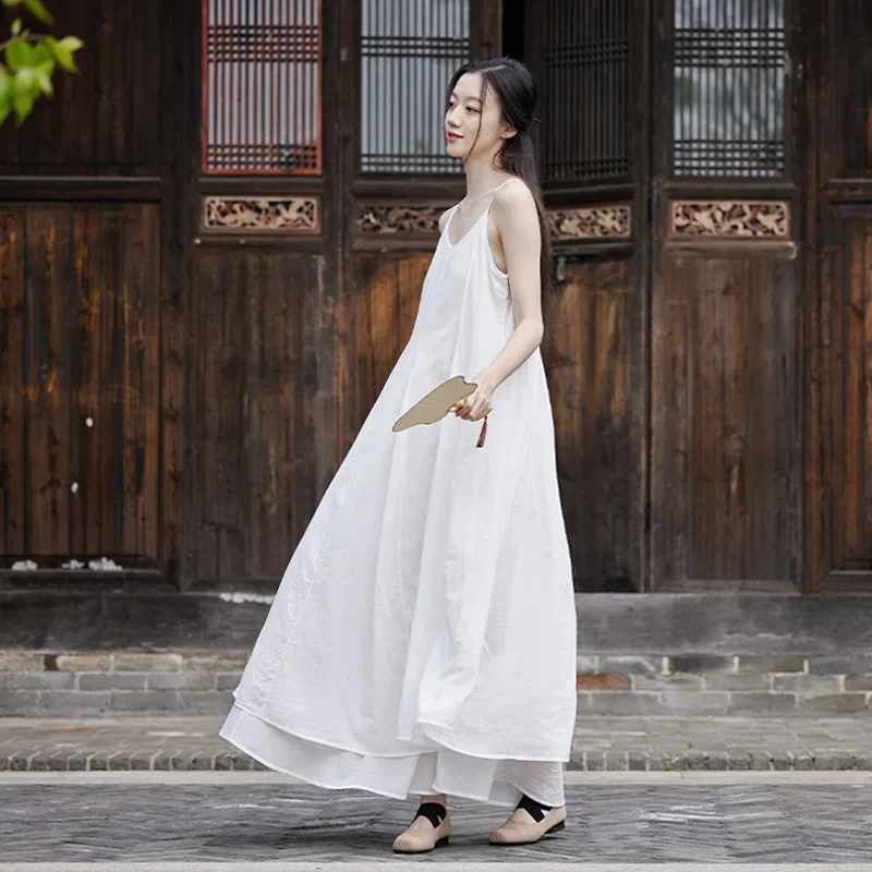 Dark Wind Dress Elegant Silent Recitation Still Willow Leaf Spliced Dress Travel Spray Dyed Dresses Femme