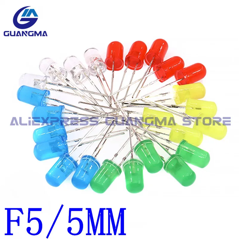 1000Pcs F3 3mm F5 5MM LED Diode Ultra Bright Round F3 F5 Green Blue White Yellow Red  Light Emitting Diode