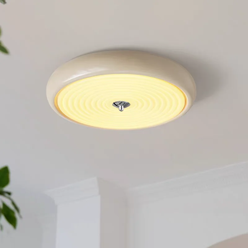 

French Full Spectrum Cream Bedroom Ceiling Lights Bauhaus Retro Dressing Living Room Study Circular Light Fixture Led Lights