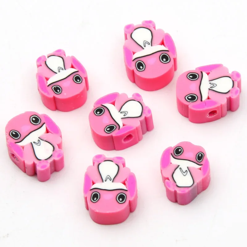 30pcs Disney Stitch Beads 10mm Cute Cartoon Anime Clay Polymer Beads per gioielli che fanno angelo fai da te braccialetto collana forniture