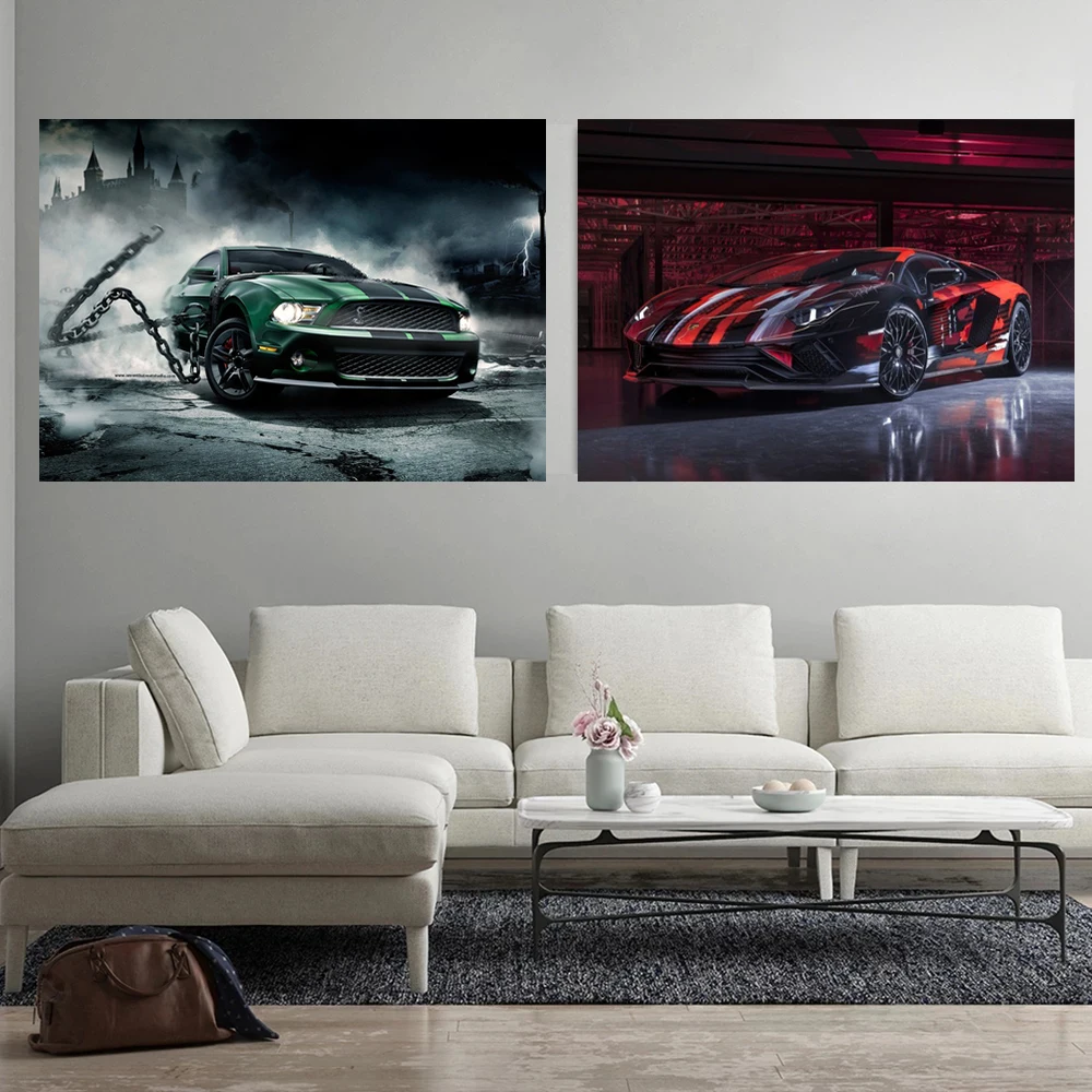 Racing Lamborghini Luxury Car Cool Sports Car Canvas Painting Posters Print Wall Art Pictures Living Room Home Decor Man Gift