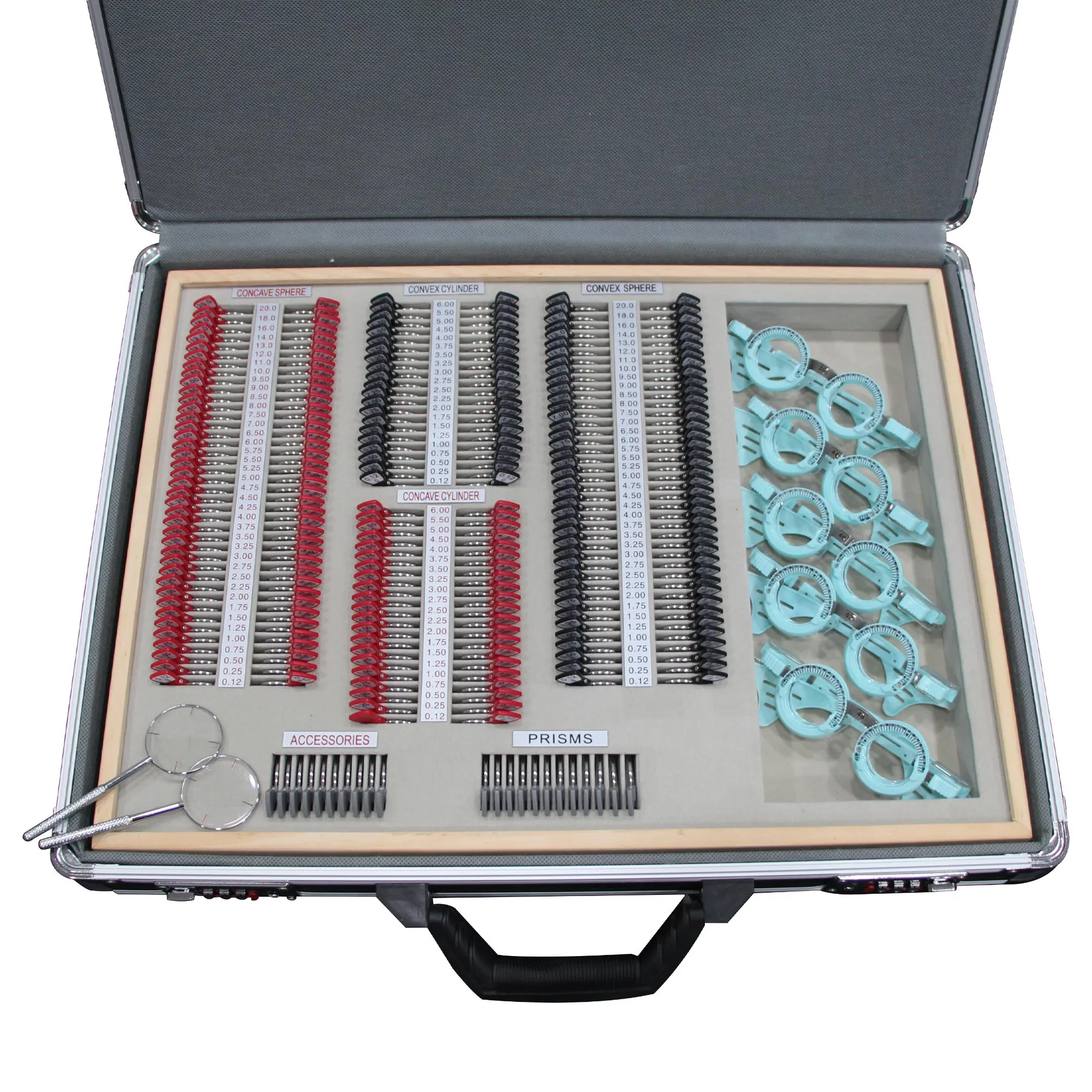 Ophthalmic optometry equipment 266 pieces metal trial lens set with 5pcs trial frame