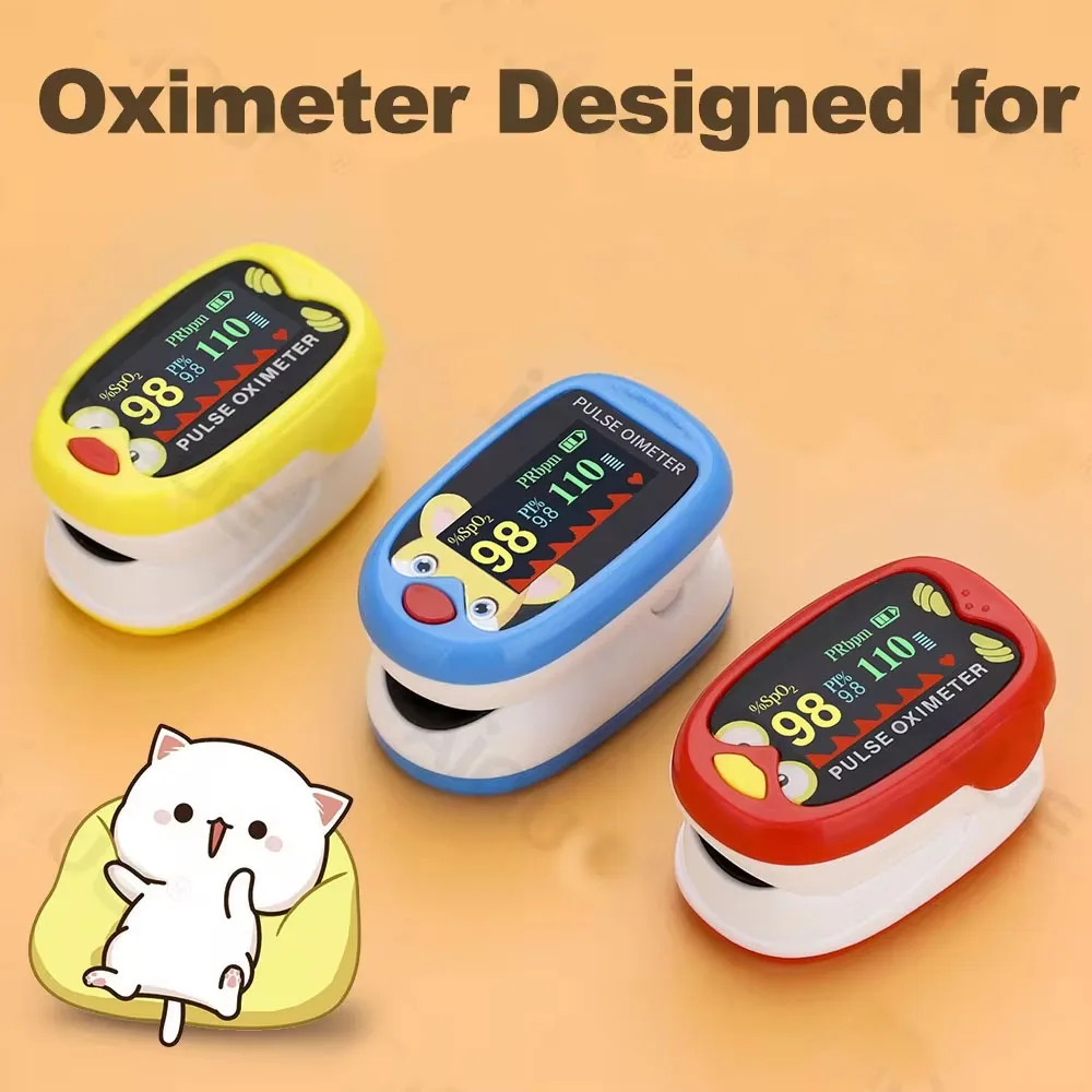 ABX Rechargeable Child Finger Pulse Oximeter TFT Display Strap Lanyard Blood Oxygen Saturation Meter Children Kids Oximetro SPO2