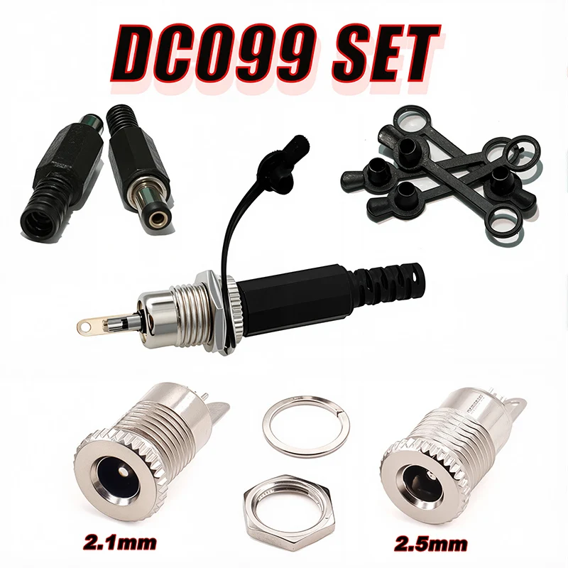 

10/50/200Pcs Metal DC Power Jack Socket DC-099 5.5mm*2.1mm Female Jack Panel Mount Connector DC099