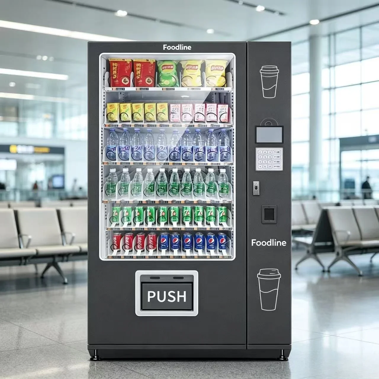 FL Customized Self Service Foods and Drinks Vending Machine With Credit Reader Mobile QR Code Payment Solution