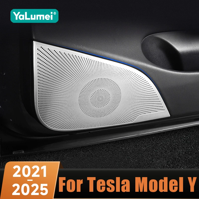 

Нержавеющая сталь, дверная аудиосистема, накладка на динамик, наклейки на громкоговоритель для Tesla Model Y 2021 2022 2023 2024 2025, аксессуары