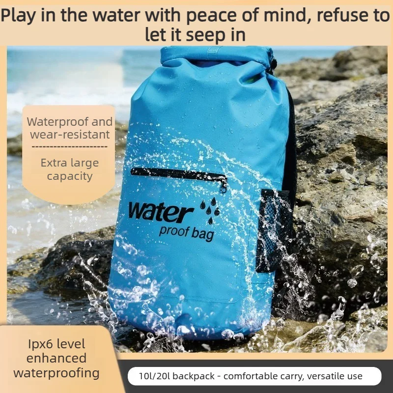 IPX6 Waterproof Dry Bag Backpack 10L/20L-Roll-Top Water Resistant Bag for Rafting, Swimming Beach Hiking Kayaking&Outdoor Sports