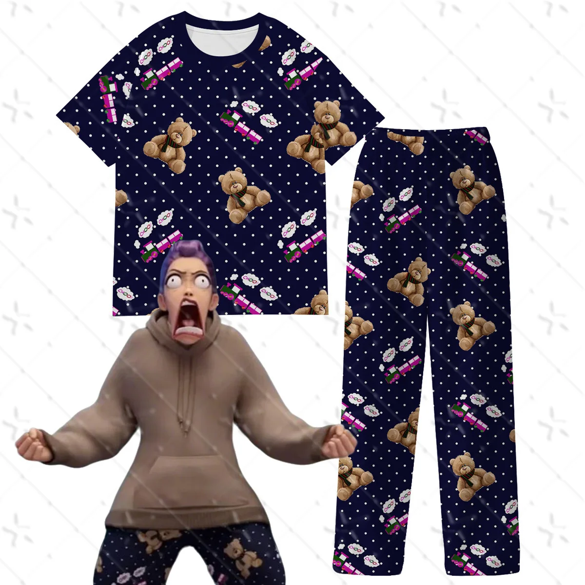 

2025 New KPop Hunters Cosplay RUMI Sleeping Pants Performance Costumes Cartoon Trousers Funny Streetwear Anime Girl's Gif