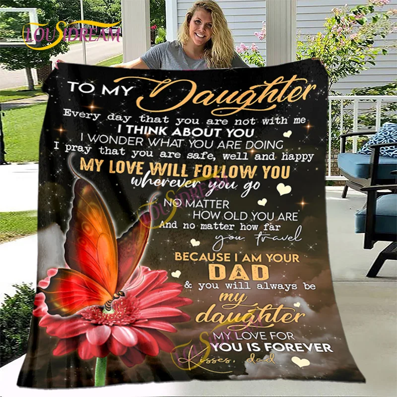 Daughter Blanket flannel blanket Living Room sofa To My Daughter  Blanket  love you mom dad  For Daughter Birthday Gift Blanket.