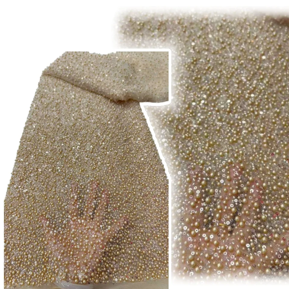 

African Groom Lace Fabric Latest Nigerian Laces Fabric High Quality Lace Sequins Mesh Embroidered French For Party Dresses S1178