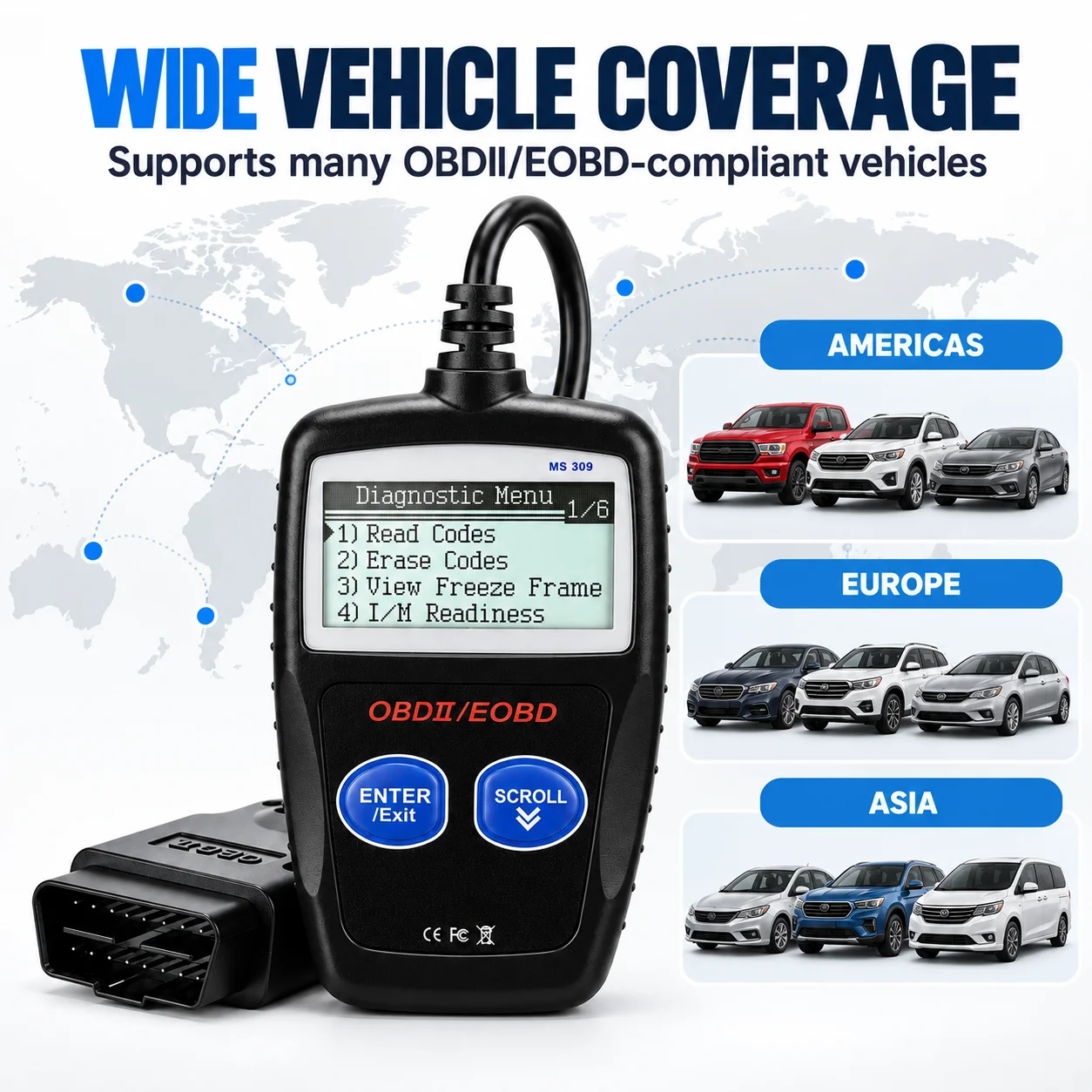Ms309 Automotive Obd2 Scanner Engine Fault Code Reader Obdii Diagnostic Tool Check Engine Light Reader