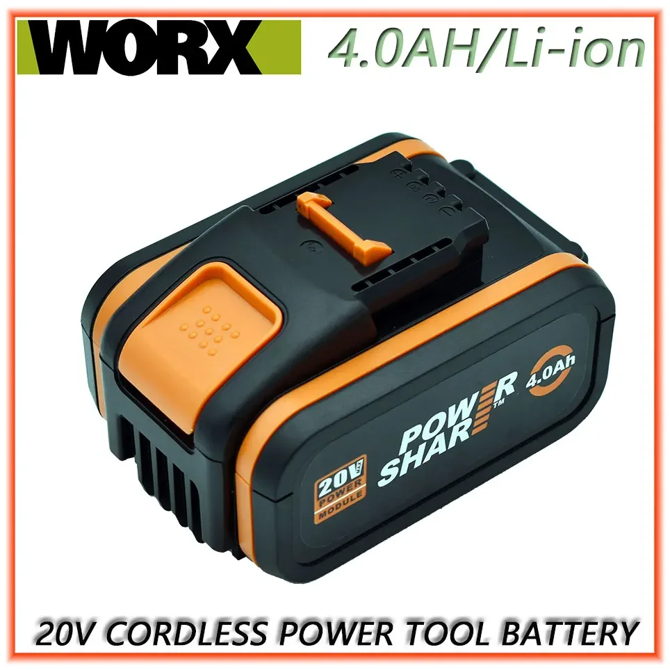 

100% оригинальный аккумулятор Worx WA3553 20 В 4,0 Ач, запасные аккумуляторы для беспроводных электроинструментов WA3572 WA3553 WX390 WA3551 WX176 WX178, аккумулятор