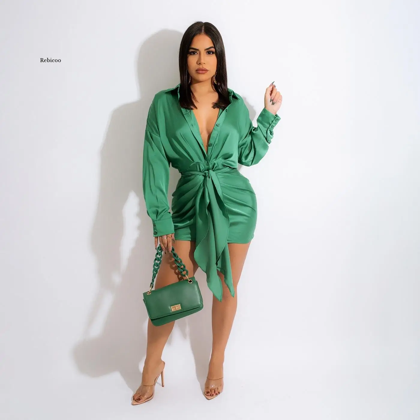 Vrouwen Effen Kleur Lange Mouw V-hals Strappy Romper Herfst Exotische Strakke Elegante Partij Club Luxe Mode Sexy Bodysuits 2022