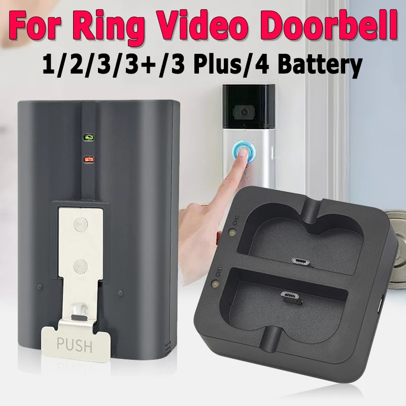 

6040mAh Quick Release Battery Pack/ Quick Charger Station For Ring Video Doorbell 2/3/4/3 Plus,Spotlight Cam,Solar Floodlight