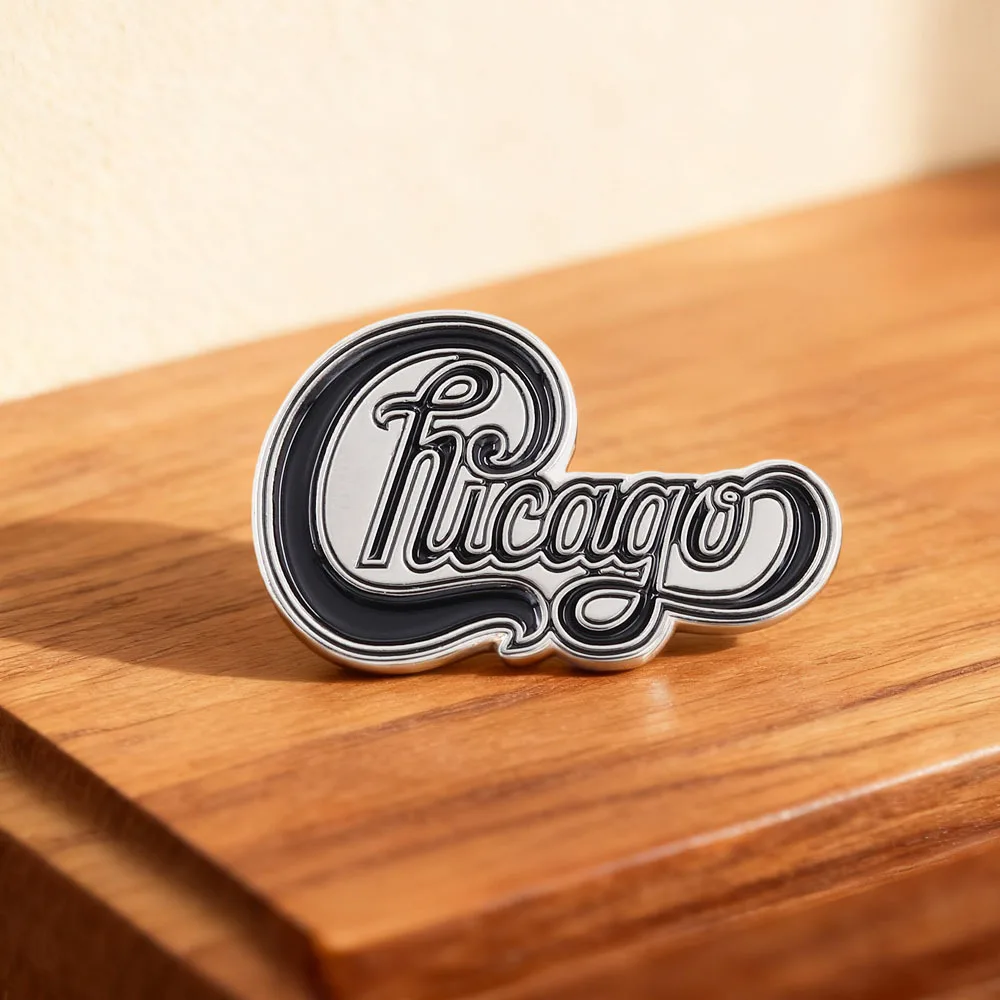 Cool Enamel Brooch Ornate Script Letter Pin Metal Badge Retro Rock Style Jewelry for Daily Outfit Decor