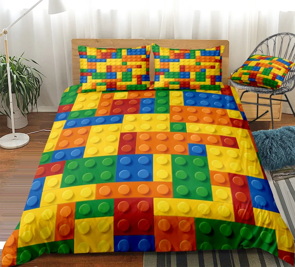 3d Kids Boy Bed Cover Colorful Bricks Game Bedlinen Duvet Cover Set Fashion Bed Sheet Duvet Cover Sets 2/3pcs Bedding Set