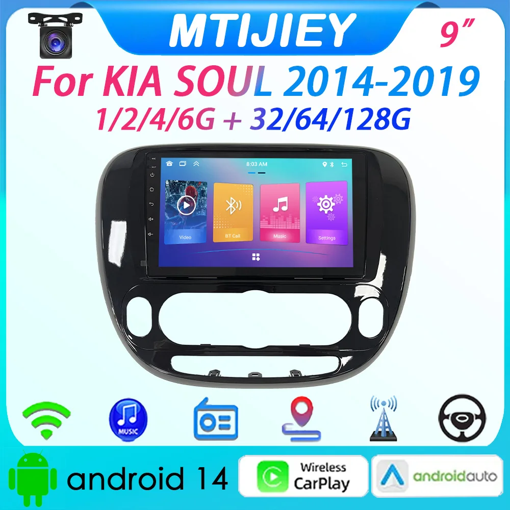 

[MTIJIEY] Android 14 Car Radio for KIA SOUL 2014-2019 6+128G 9" Android Auto Carplay GPS Multimedia Player Wifi BT SWC