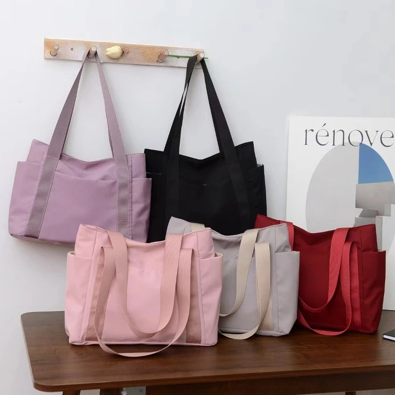

1Pc Japanese Style Solid Color Canvas Tote Bag Casual Minimalist Mom Purse Shoulder Handbag for Women Girls Top-Handle Bags