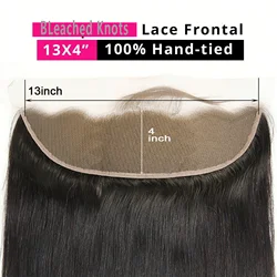 Beauty Grace-Cabelo Humano Liso Brasileiro, Lace Frontal, Cor Natural, Apenas Remem, Nó Branqueado, Pré-arrancado, 13x4, 4x4