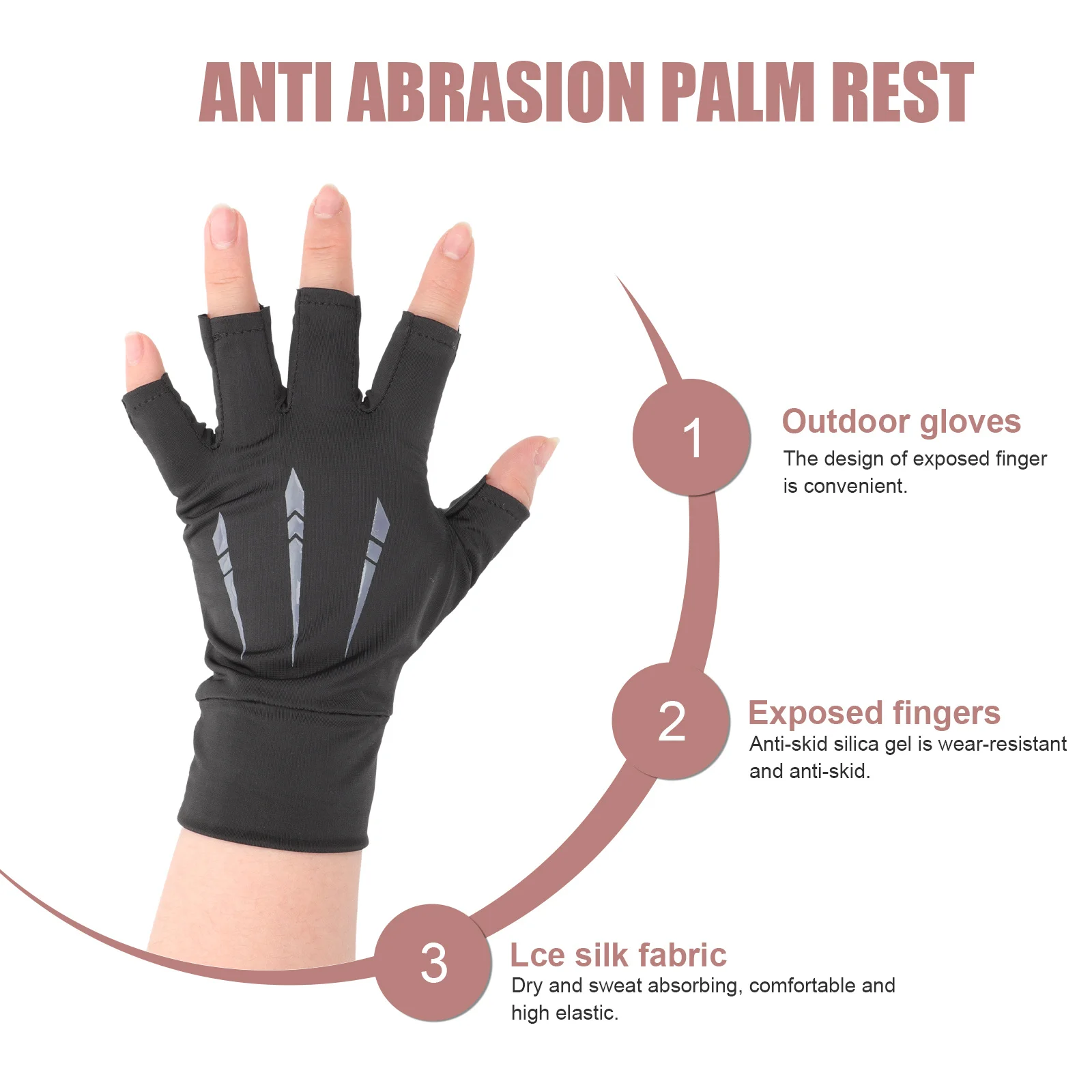 

1Pair Uv Protection Gloves Ice Silk Sunscreen Gloves for Outdoor Sports Anti-Slip Wear-Resistant Breathable Cycling Hiking