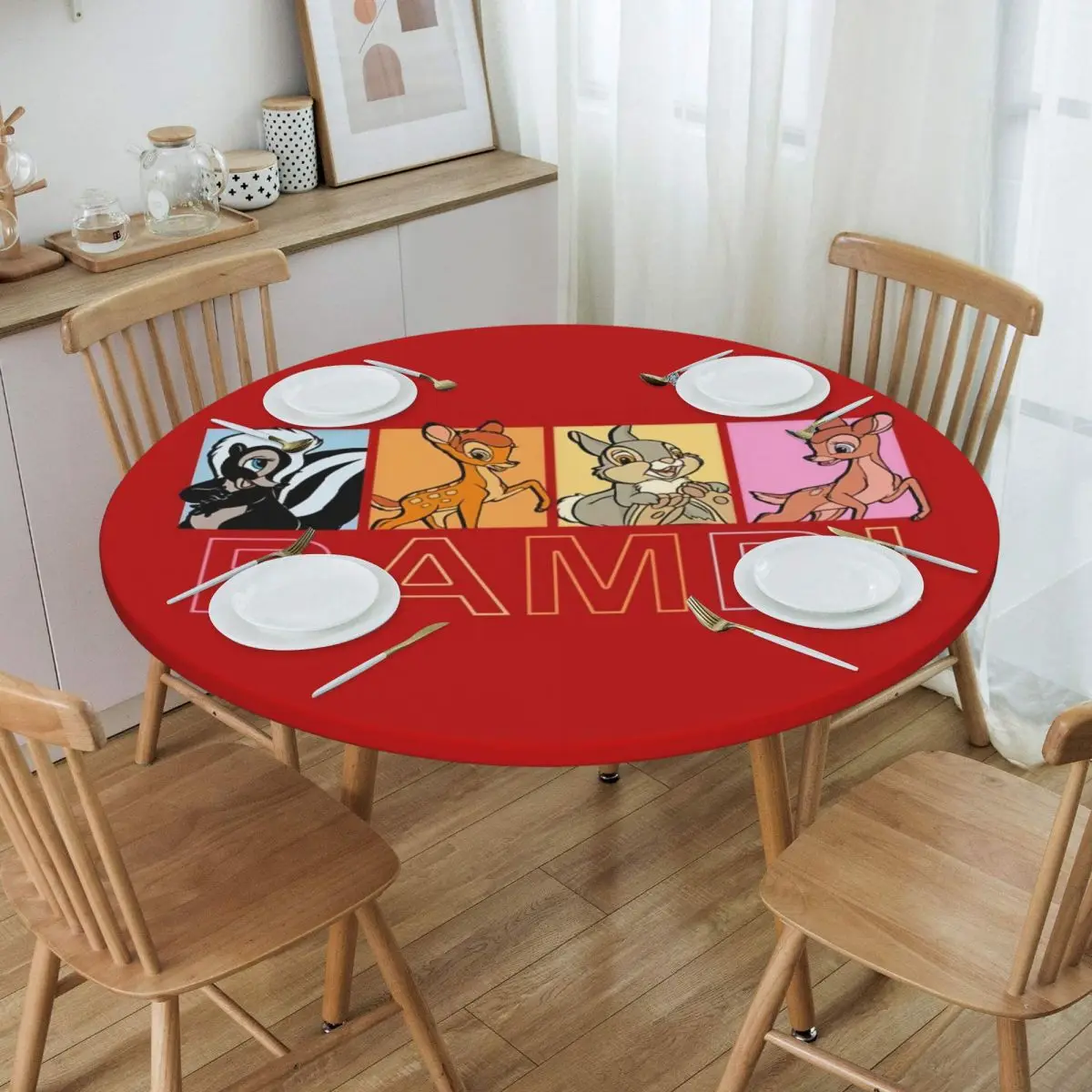 Custom Round Disney Bambi Animated Movies Tablecloth Fit 45