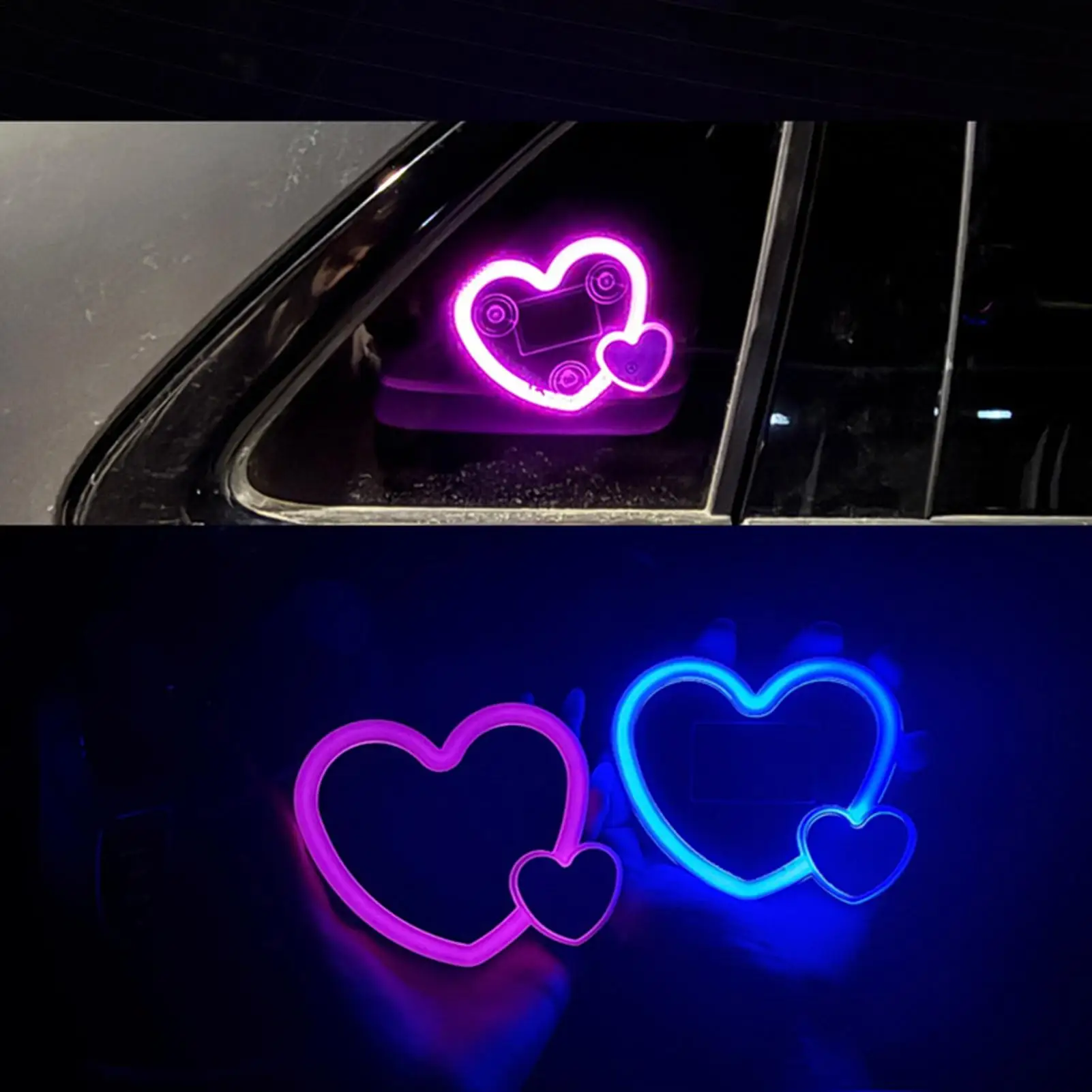 

Внутренние автомобильные фонари Солнечное окно автомобиля в форме сердца Лампа неоновые огни для треугольного декора окна Автомобильный интерьер грузовика Ночь