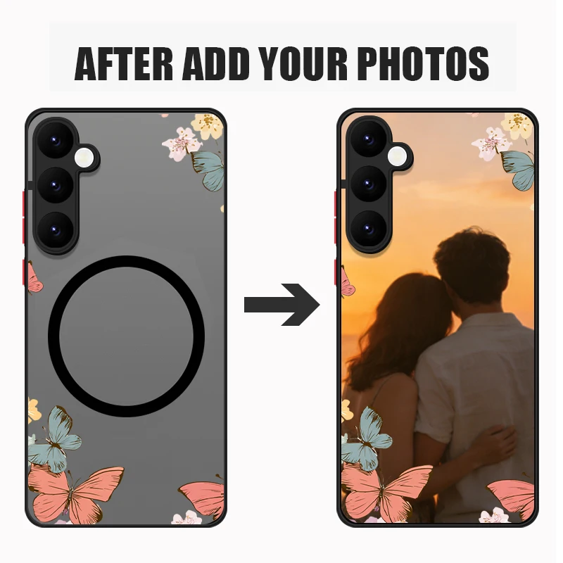 Magnetic Personalized DIY Customized Name Photo Case For Samsung Galaxy S25 S24 S20 FE S23 S22 S21 Ultra S22 Plus PC Phone Cover