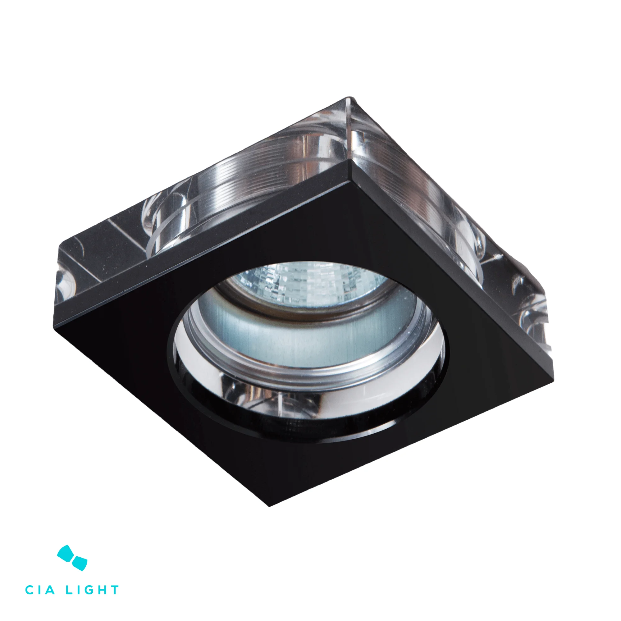 Spot Embedded Crystal and Square Chrome Metal 8x8x4.7cm 1xMR16 - D & D Lighting-Black