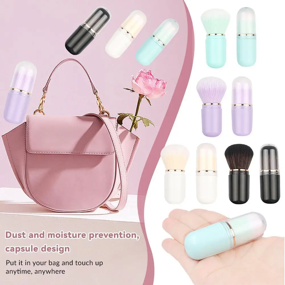 Retractable Makeup Brush Portable Capsule Shape Travel Cosmetic Brush Soft Powder Blush Brushes Multifunctional Beauty Tools