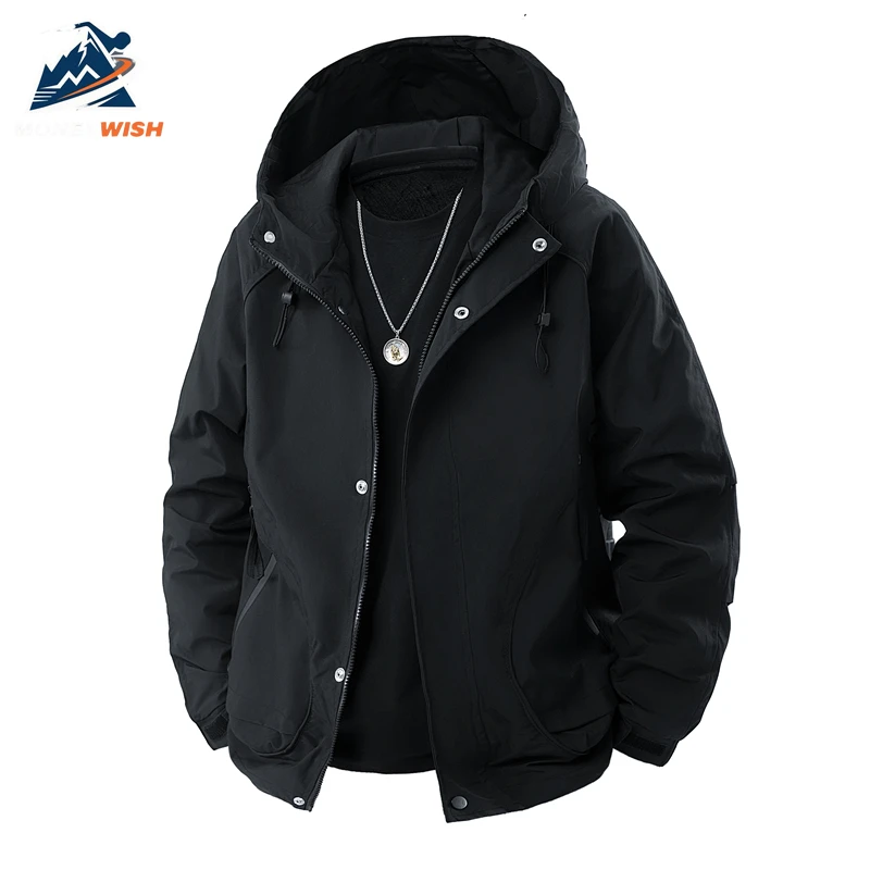 

MONEYWISH Men's Jacket 2025 Outdoor Windproof Waterproof Breathable Multi Pocket Hooded Coat Casual Versatile Men's Windbreaker