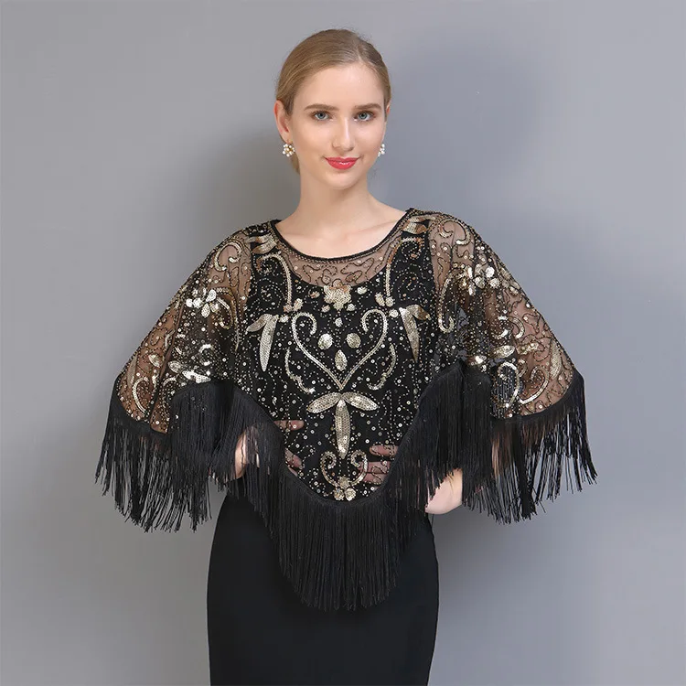 Plus Size Irregular Hollow Out Maternity Capes Mesh Tassel Patchwork Sequins Tops Pregnant Woman Photography Shirts Shawl Blouse