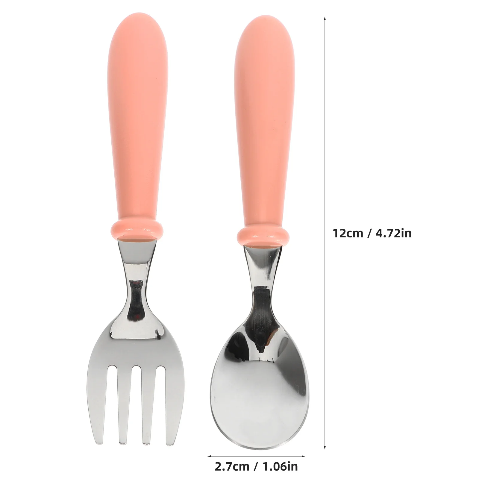 4Pcs Toddler Utensils Baby Feeding Fork Spoon Set Stainless Steel ABS Kids Tableware Durable Heat Resistant Dishwasher Safe