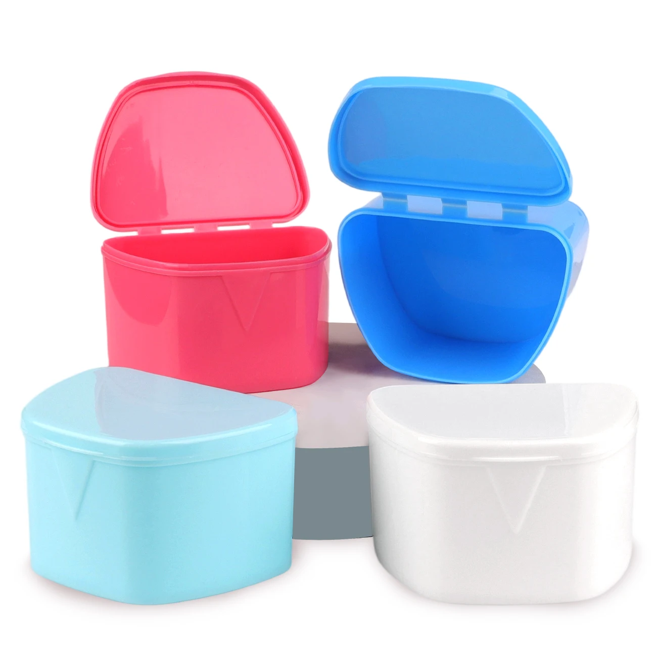

4 Color Dental Denture Box Orthodontic Dental Mouth Guard Box Retainer Case False Teeth Plastic Whitening Container Denture Box