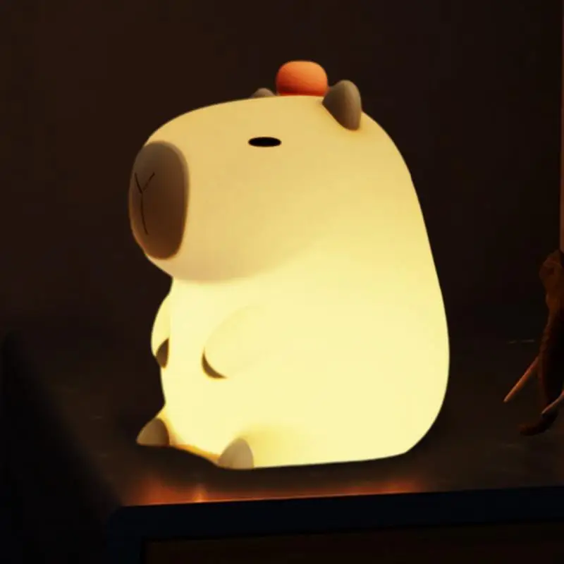 Capivara Night Light para o berçário, USB recarregável, controle de toque, lâmpada de silicone, decoração do quarto