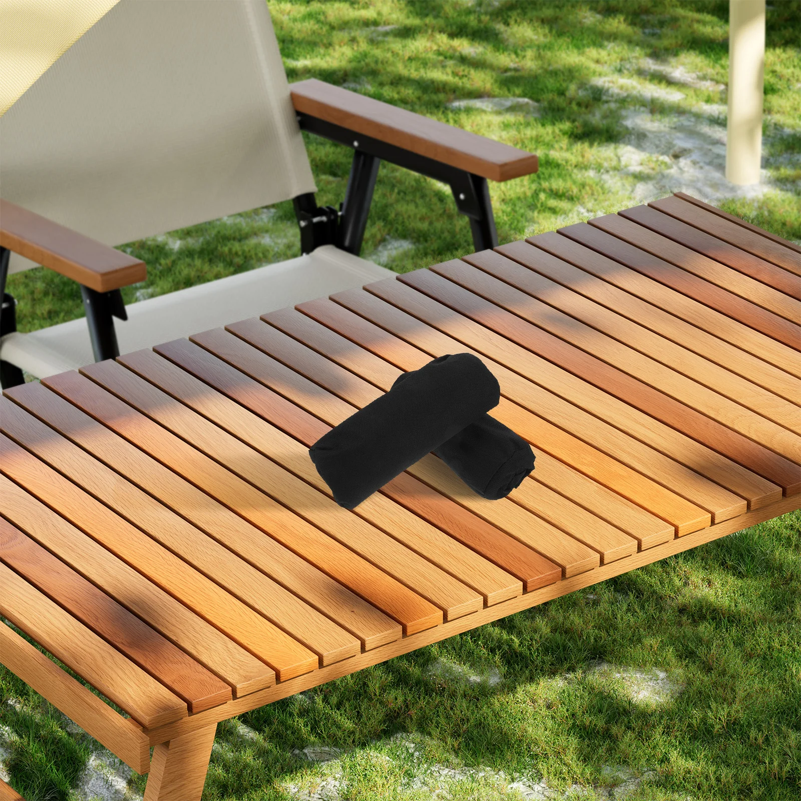 1 زوج كرسي صالة قابل للطي مسند للقدمين وسادة مقاوم للماء غير قابلة للانزلاق محمولة للاستخدام في الفناء في الحديقة في الهواء الطلق مسند قدم من القماش المتين