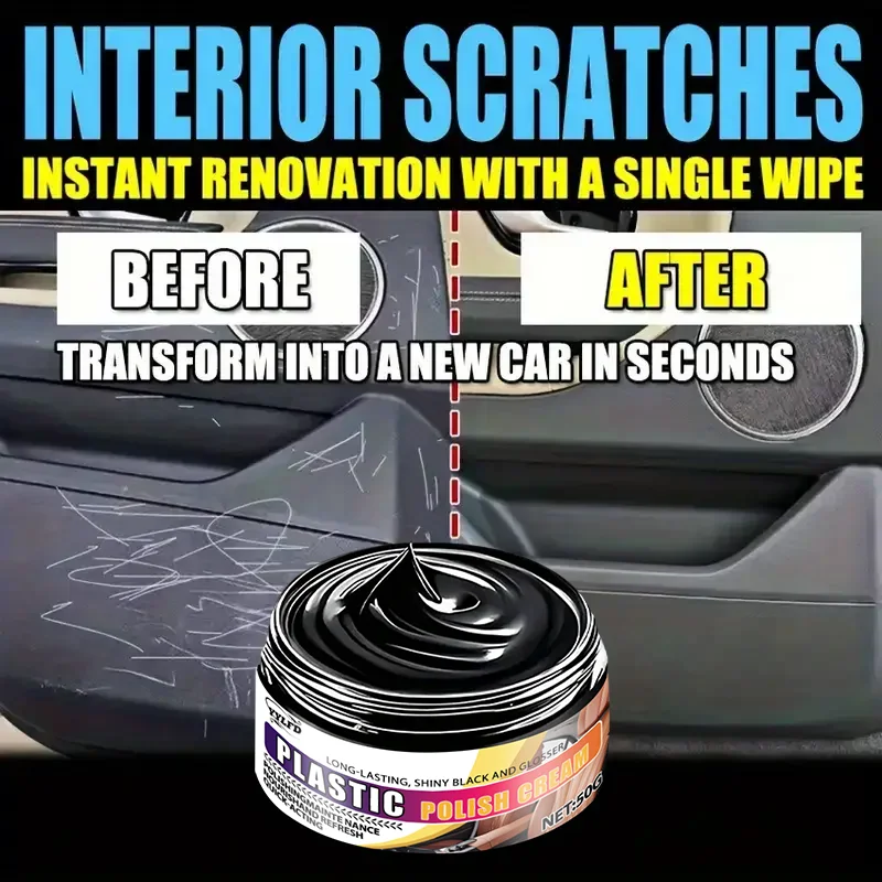 น้ำยาซ่อมพลาสติกยานยนต์-แว็กซ์ขัดพลาสติกภายในและภายนอก, ครีมซ่อมรอยขีดข่วนและป้องกันการเสื่อมสภาพ, เหมาะสำหรับยางรถยนต์