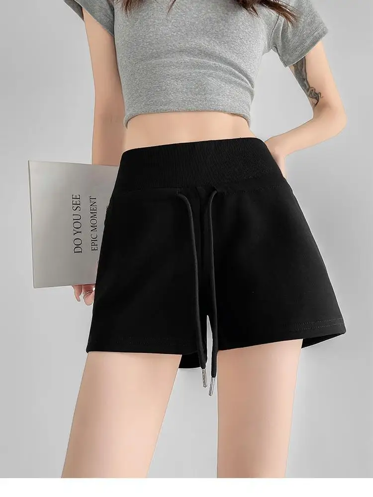 

Korean Women Black White Sexy Club Versatile Mini Shorts Summer Grey Blue High Waist Drawstring Lace-up Short Pant Fashion Trend
