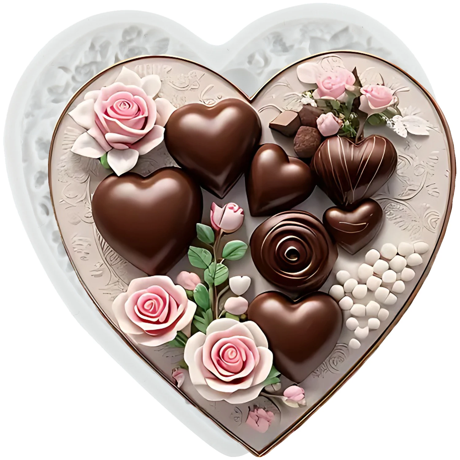 Love Heart Silicone Molds Rose Flower Fondant Cake Decorating Tools Cupcake Topper Chocolate Candy Craft Gum Paste Polymer Clay