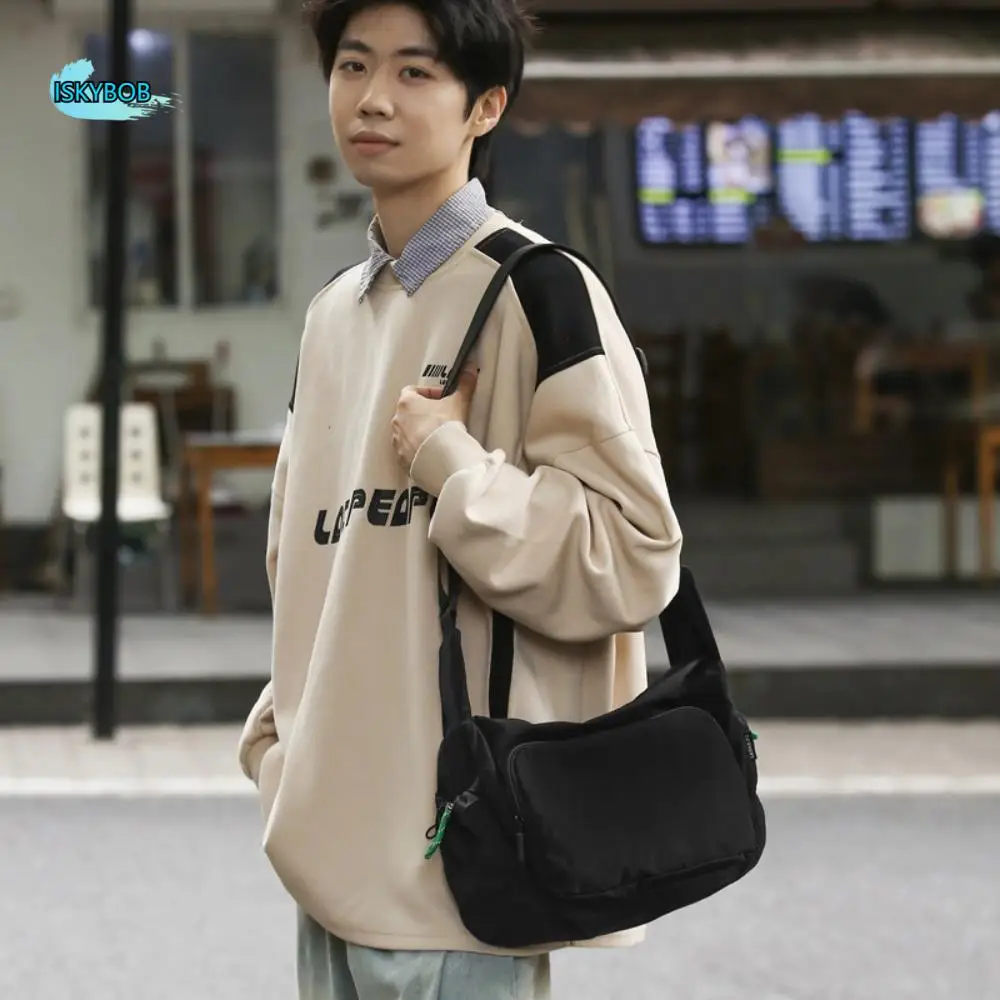 

Trendy Fashion Crossbody Bag Fitness Large Capacity Sport Shoulder Bag Solid Color Casual Nylon Bag Boys